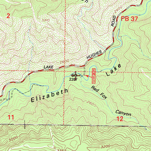 Topographic Map of Red Fox Canyon, CA
