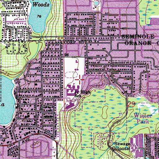 Topographic Map of Maitland Middle School, FL