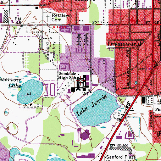 Topographic Map of Markham Wood Middle School, FL