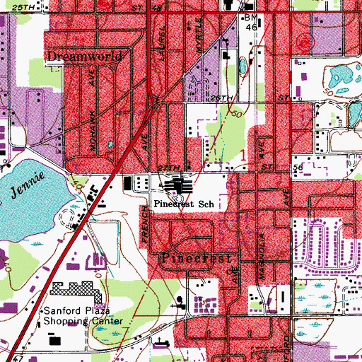 Topographic Map of Pine Crest Elementary School, FL