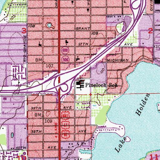 Topographic Map of Pineloch Elementary School, FL