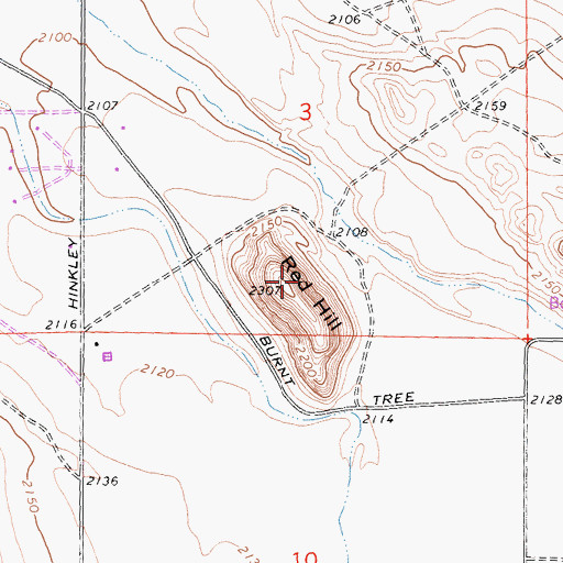 Topographic Map of Red Hill, CA