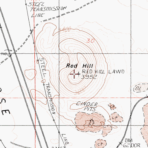 Topographic Map of Red Hill, CA