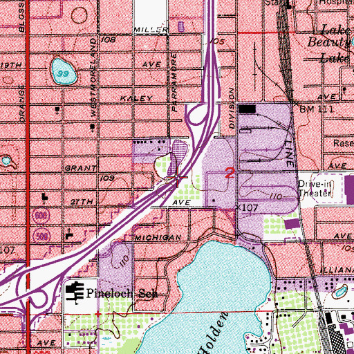 Topographic Map of Interchange 81A, FL