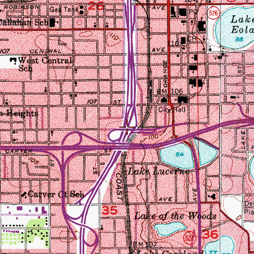 Topographic Map of Interchange 82C, FL