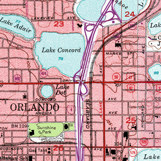 Topographic Map of Interchange 83C, FL