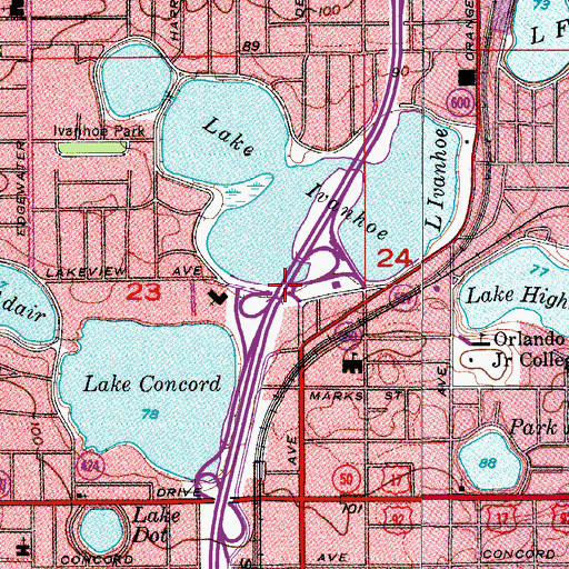 Topographic Map of Interchange 84, FL