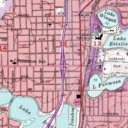 Topographic Map of Interchange 85, FL