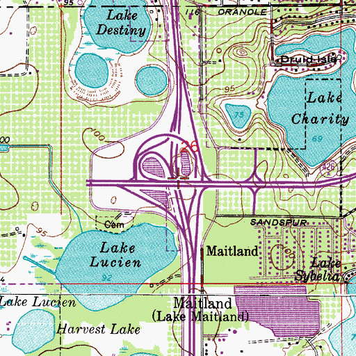 Topographic Map of Interchange 90, FL