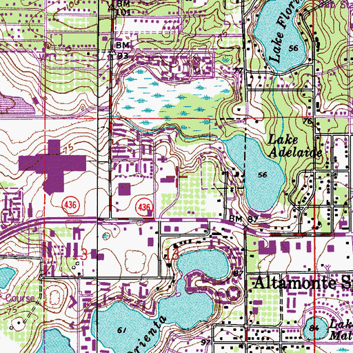 Topographic Map of Florida Hospital Altamonte, FL