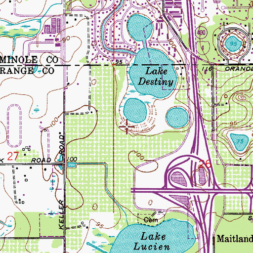 Topographic Map of Florida Hospital of Maitland, FL