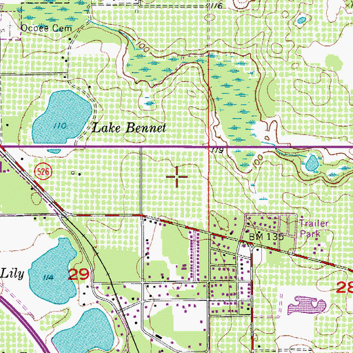 Topographic Map of Health Central Hospital, FL