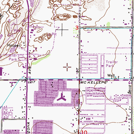 Topographic Map of Country Club Village Mobile Home Park, AZ