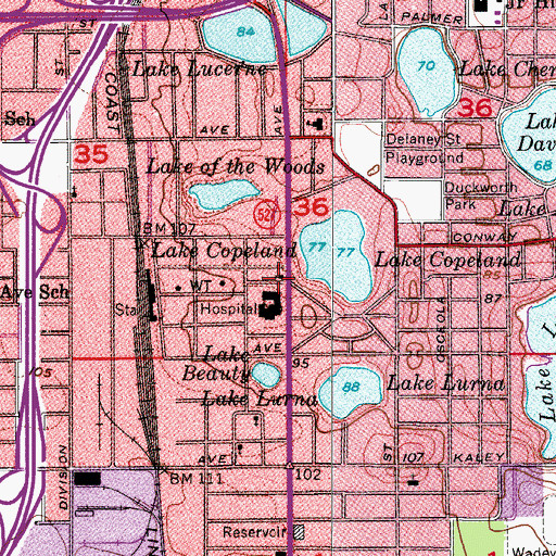 Topographic Map of Monroe Dunaway Anderson Cancer Center, FL