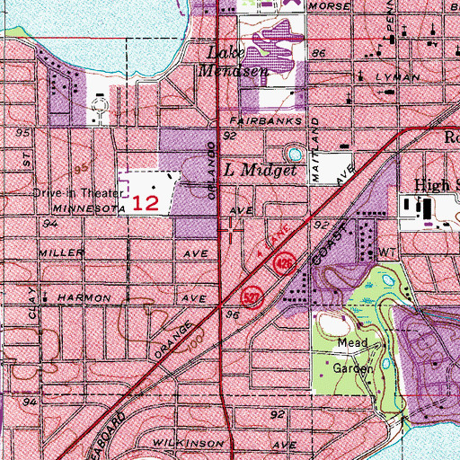 Topographic Map of Winter Park Ambulatory Surgery Center, FL