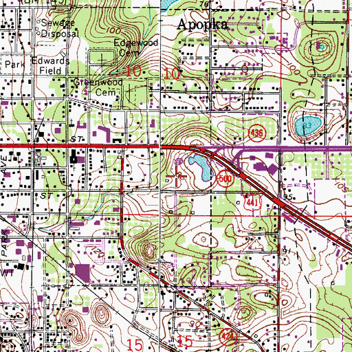 Topographic Map of Apopka Square Shopping Center, FL