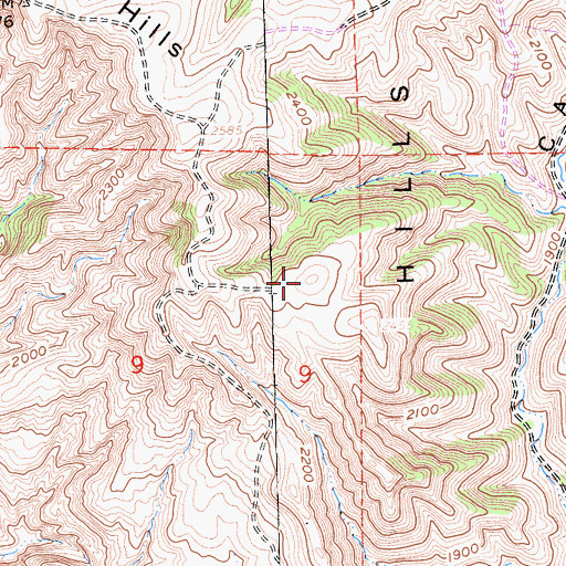 Topographic Map of Red Hills, CA