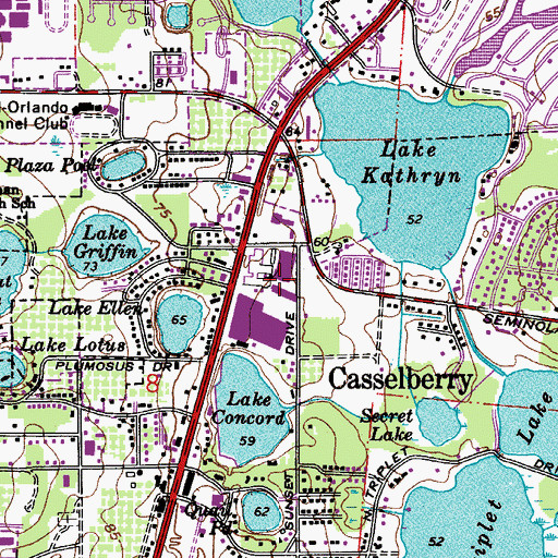 Topographic Map of Casselberry Collection Shopping Center, FL