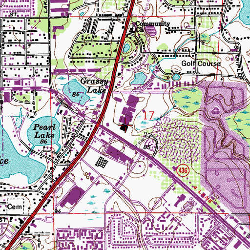 Topographic Map of Casselberry Exchange Shopping Center, FL
