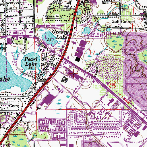 Topographic Map of Casselberry Plaza Shopping Center, FL