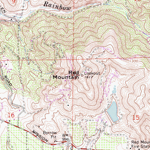 Topographic Map of Red Mountain, CA