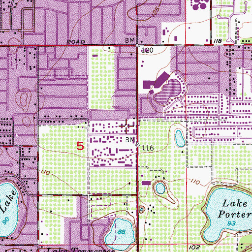 Topographic Map of Conway Plaza Shopping Center, FL