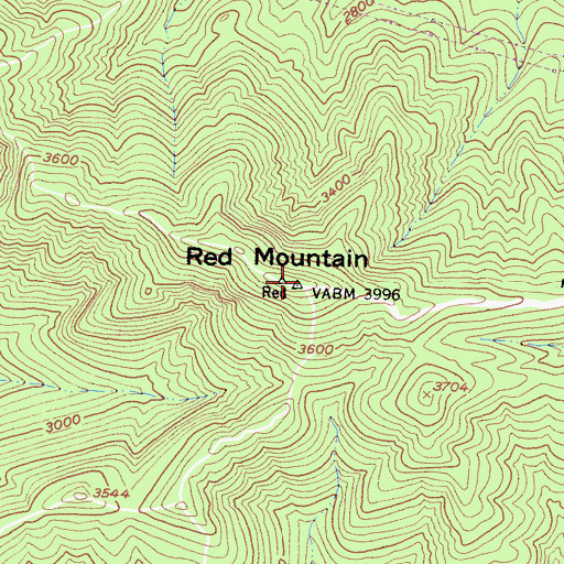 Topographic Map of Red Mountain, CA