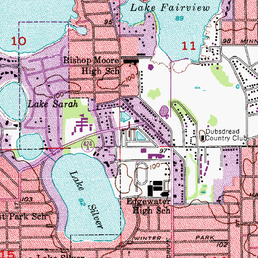 Topographic Map of Edgewater Plaza Shopping Center, FL
