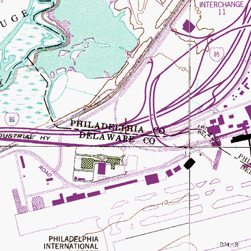 Topographic Map of Interchange 12, PA