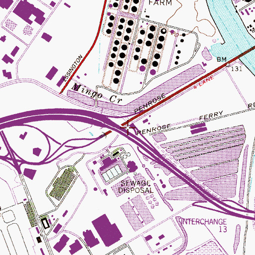 Topographic Map of Interchange 14, PA