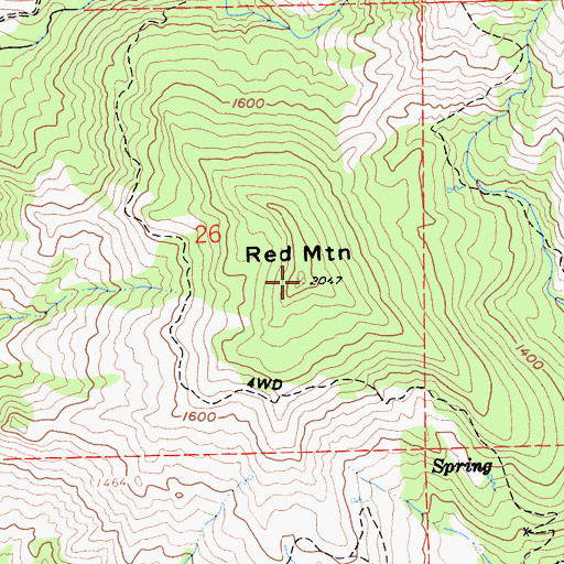 Topographic Map of Red Mountain, CA