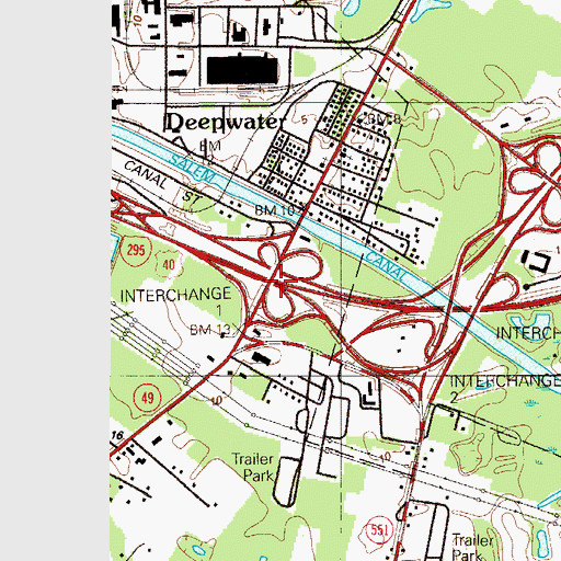 Topographic Map of Interchange 1A, NJ