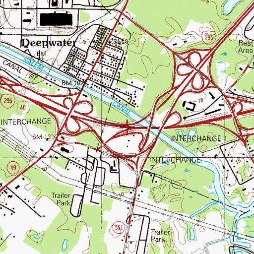 Topographic Map of Interchange 1B, NJ
