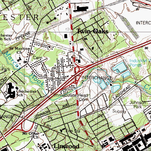 Topographic Map of Interchange 2, PA