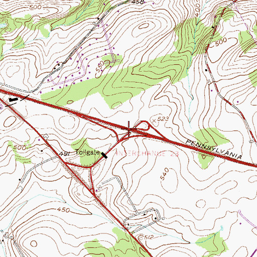 Topographic Map of Interchange 312, PA