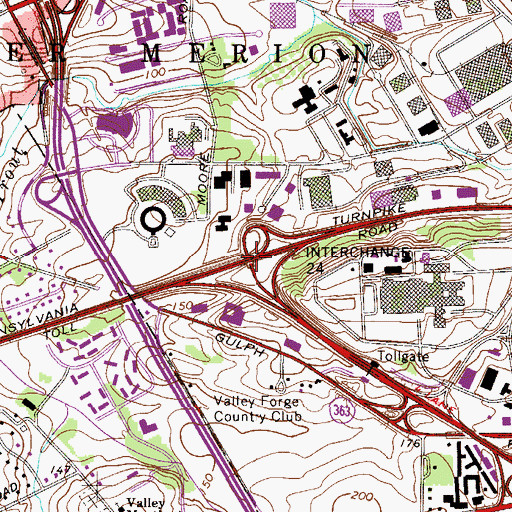 Topographic Map of Interchange 326, PA