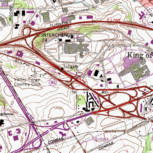 Topographic Map of Interchange 327, PA