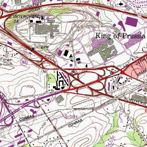 Topographic Map of Interchange 328B, PA