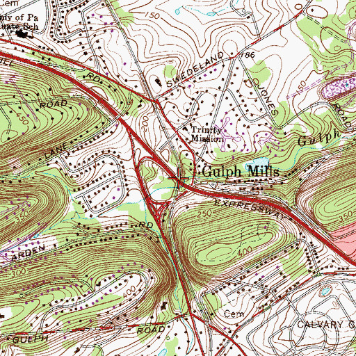 Topographic Map of Interchange 330, PA