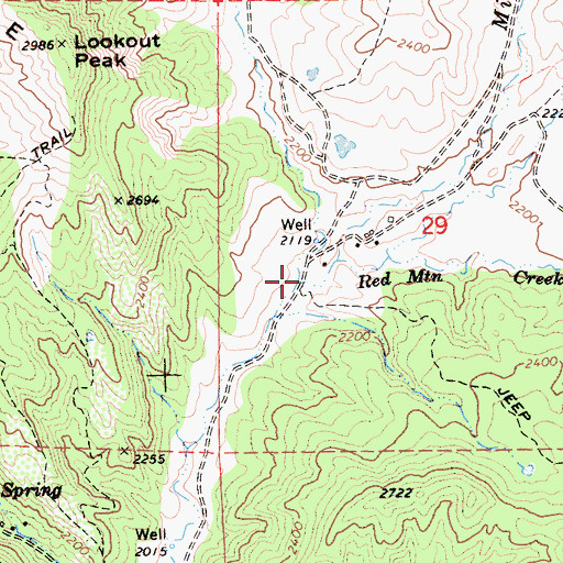 Topographic Map of Red Mountain Creek, CA
