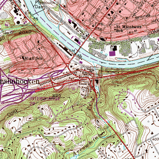 Topographic Map of Interchange 332, PA