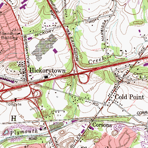 Topographic Map of Interchange 334, PA