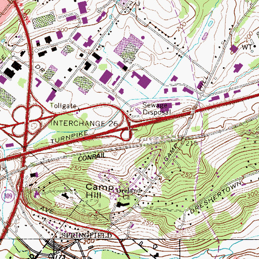Topographic Map of Interchange 339, PA