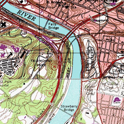 Topographic Map of Interchange 340B, PA