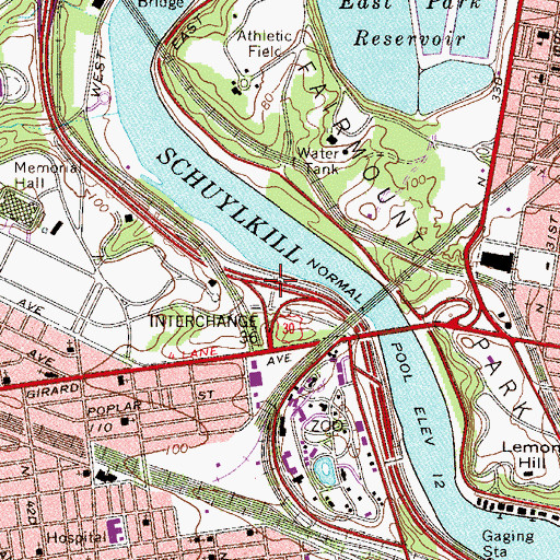 Topographic Map of Interchange 342, PA