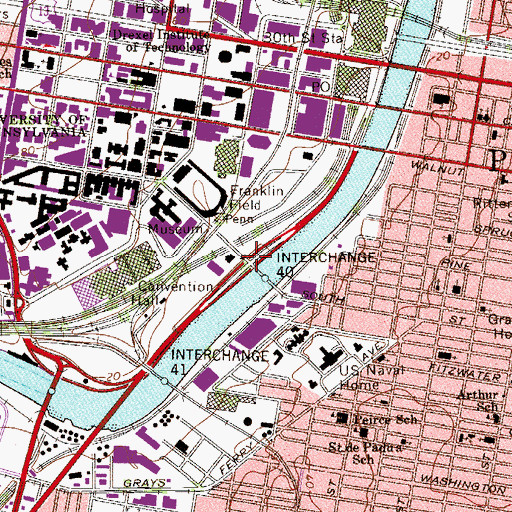 Topographic Map of Interchange 346A, PA