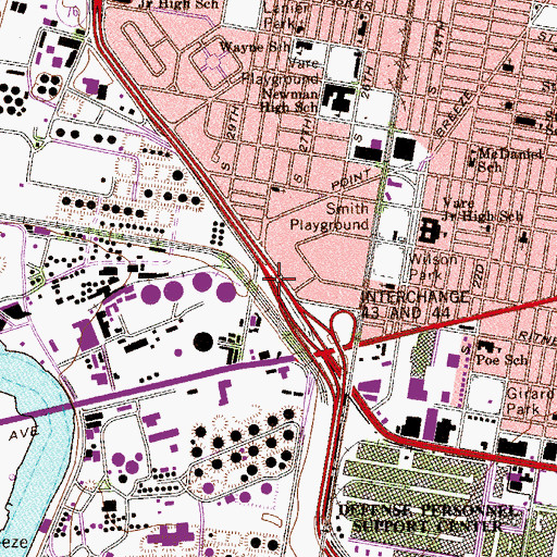 Topographic Map of Interchange 347A, PA