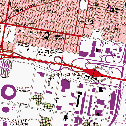 Topographic Map of Interchange 350, PA