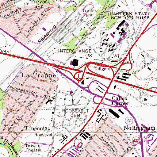 Topographic Map of Interchange 351, PA