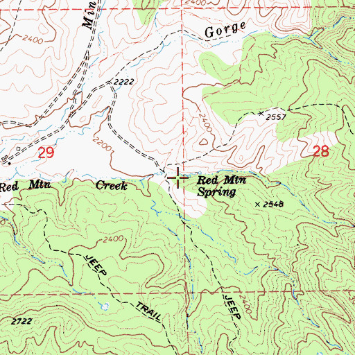 Topographic Map of Red Mountain Spring, CA
